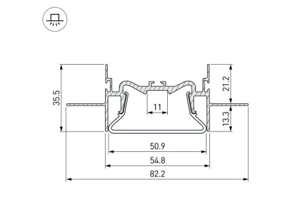 Профиль FOLED-50-CEIL-CENTER-2000