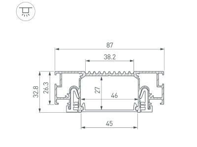 Профиль STRETCH-41-CEIL-CENTER-2000 BLACK